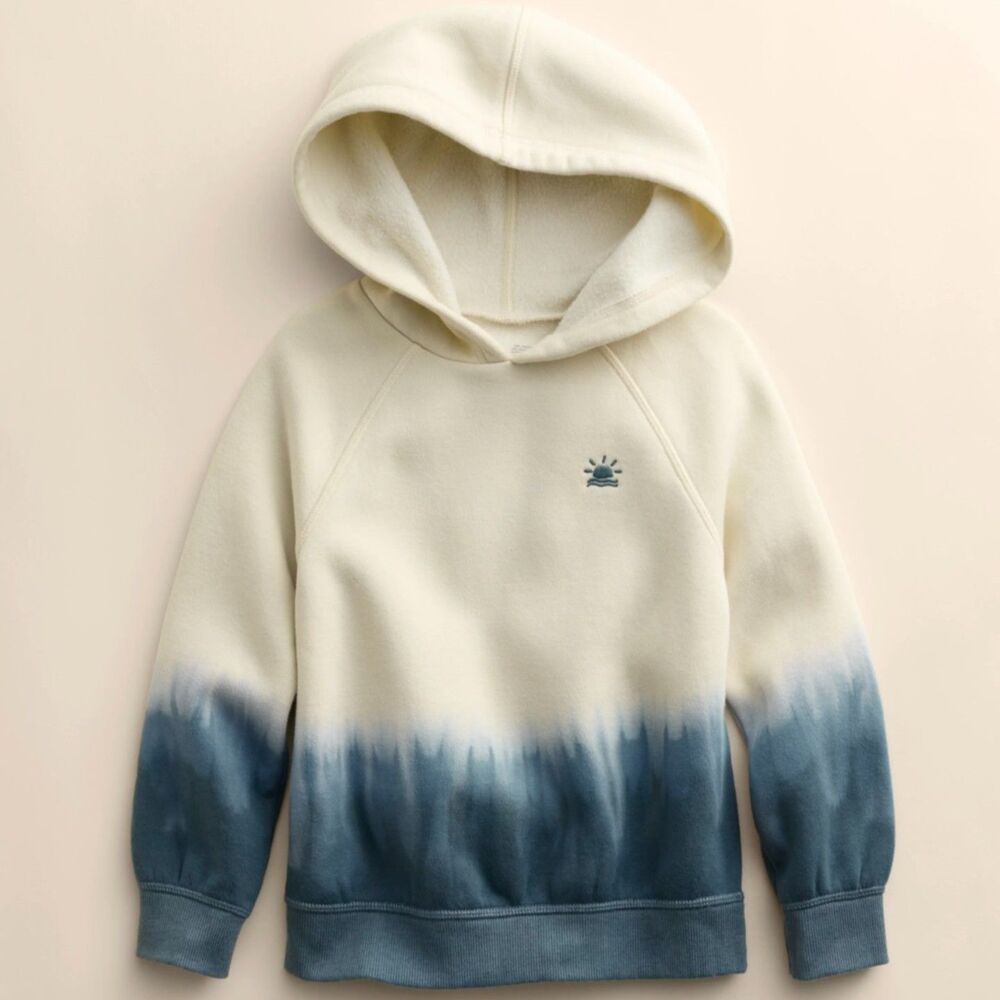 NWT!! Adorable!! Sz NB Cream/Blue Tie Dyed Light Weight Hoodie Organic Cotton